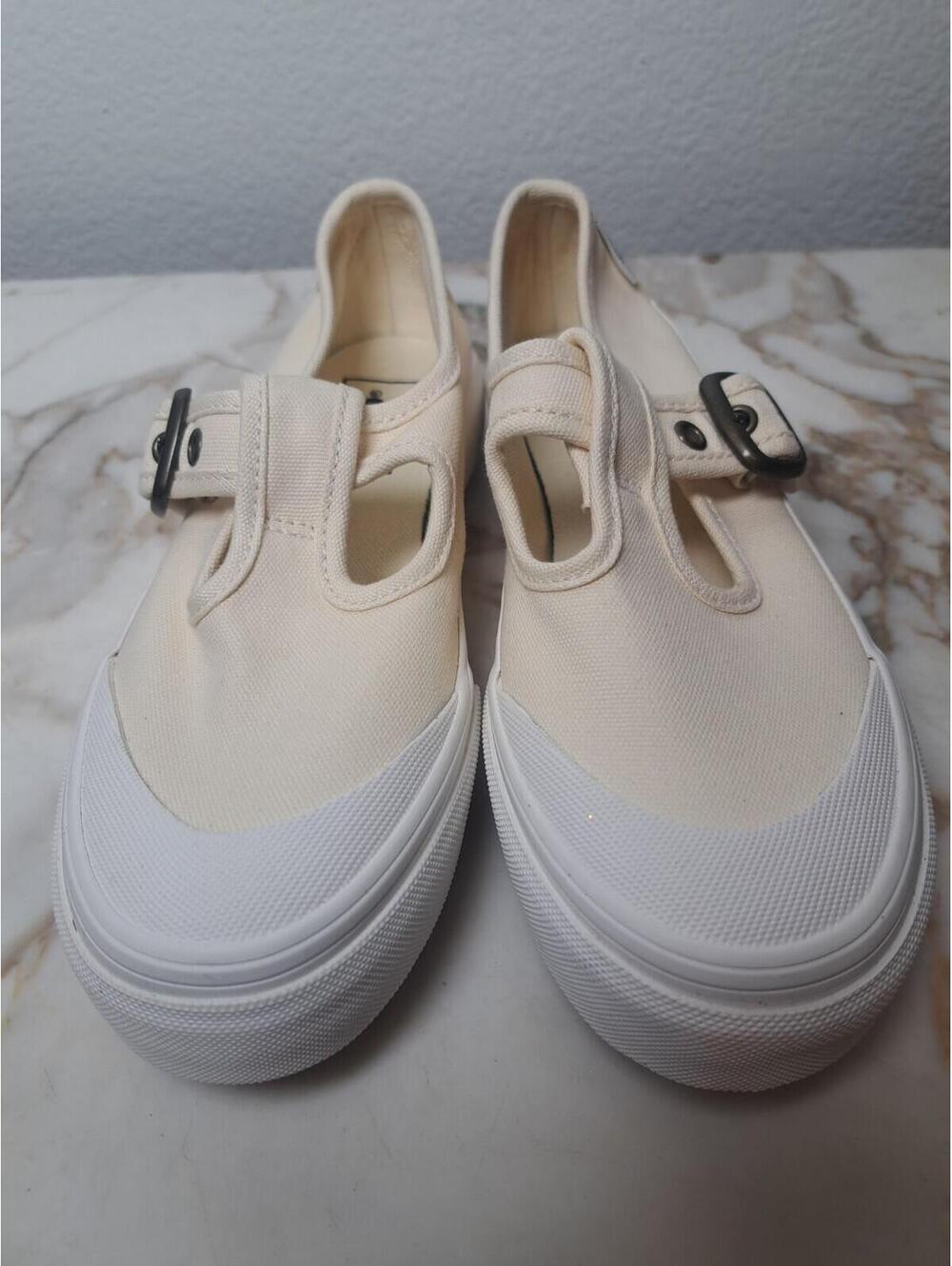 Vans Style 93 Mary Jane Canvas Buckle Shoes Cream Off White Womens Size 5 New